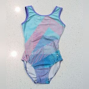 PASTEL Destira Gymnastics Dance Leotard JR AXS Extra Small OPEN BACK Geometric